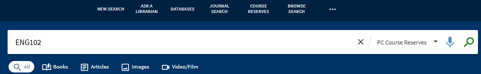 Course Reserves Search Box