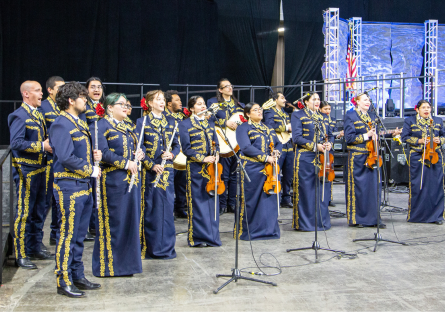 Phoenix College's mariachi ensemble performs at the Spring 2023 graduation ceremony at the Verteran's Mermorial Coliseum